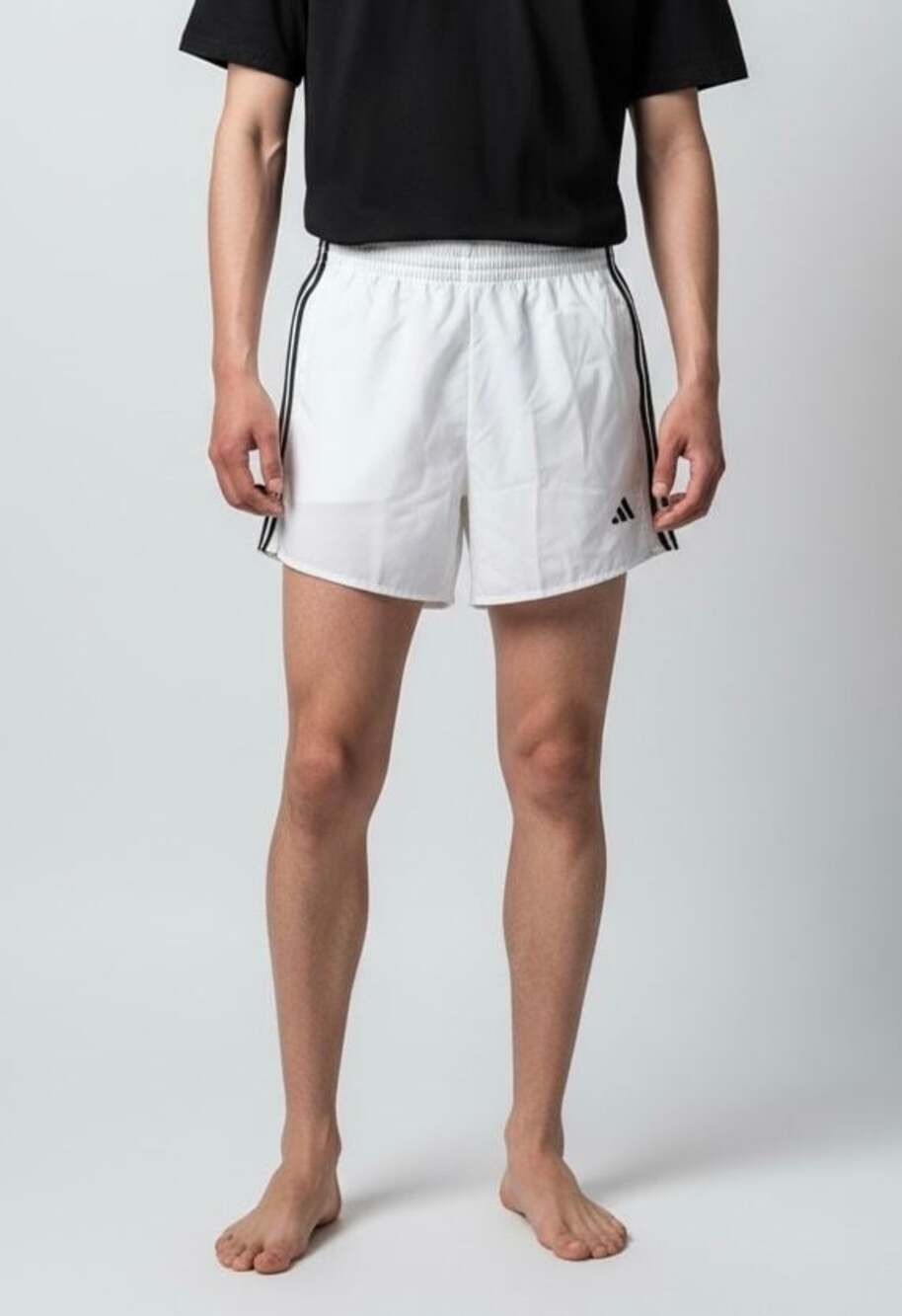 Adidas Women's 3-Stripes High Rise Woven Training Shorts, White/Black, Size XS